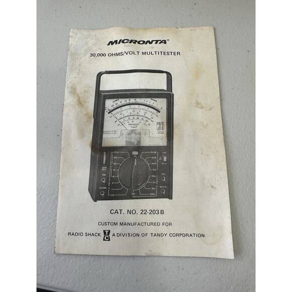 Radio Shack Micronta cat. no 22-203B 30,000 ohms/volt multimeter in box & Manual - Picture 8 of 9